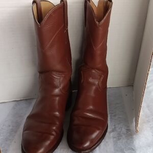 Justin Vintage Boots Leather Roper Cowgirl Western Boots 6/2C